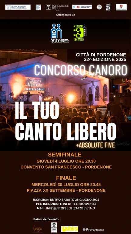 Il tuo canto libero; Concorso canoro; Festival della voce; canto; Absolute5; Cotest;