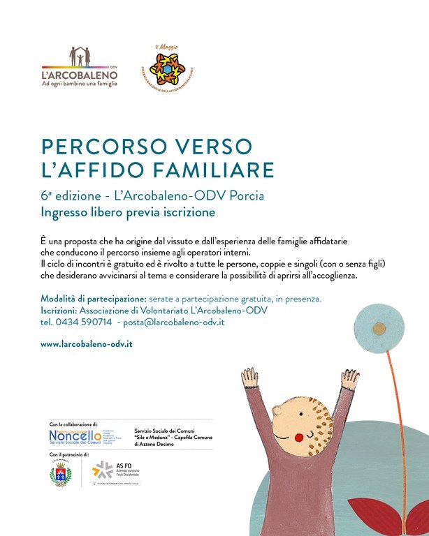 Dal 12 maggio 2025 al 16 giugno 2025 al via la 6^ edizione - Ciclo di incontri per avvicinarsi al tema dell'affido familiare.